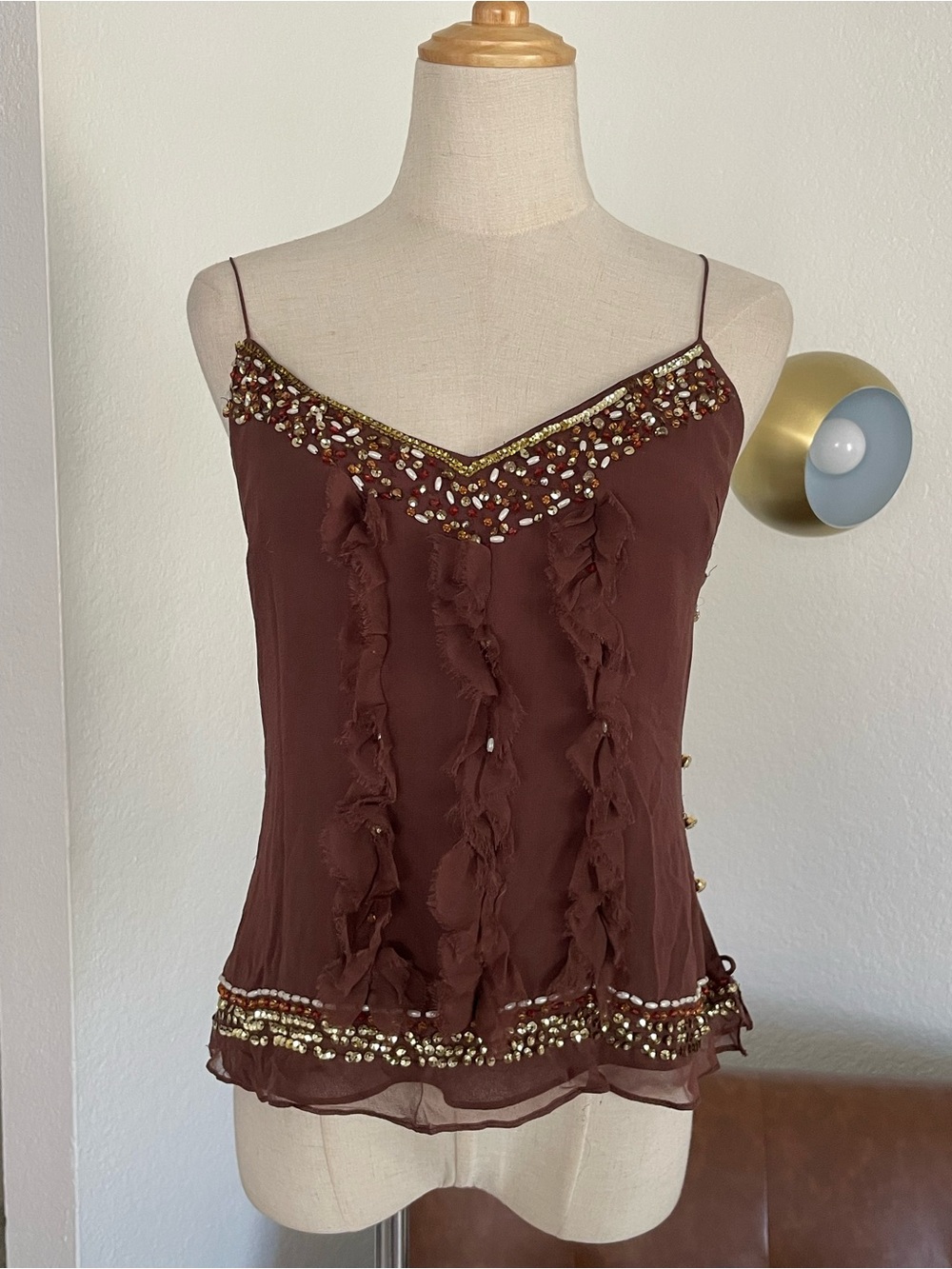 Milly of New York Fairy Boho Embellished Silk Top